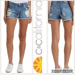 C&C California hunter denim distressed shorts sz 32